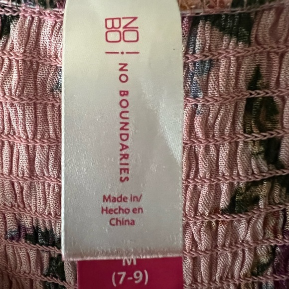 No Boundaries Blush Flower Print Smocked Circle Blouse - Picture 5 of 9